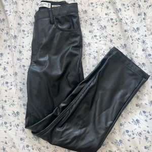 Vegan Leather 90s Straight Pant- criss cross